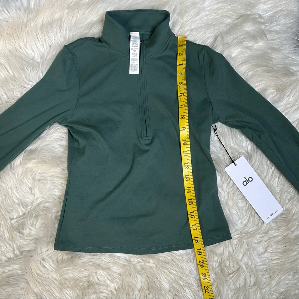 Nwt ALO Softsculpt Precision 1/4‎ Zip Long Sleeve Clover Green